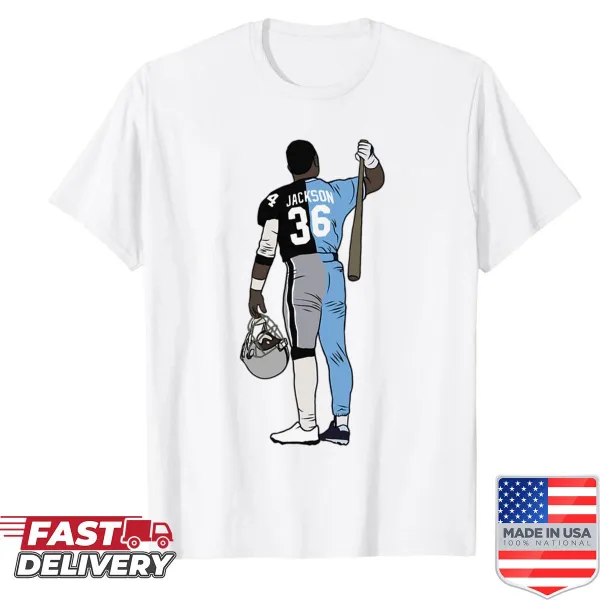 Bo Jackson shirt featuring his iconic two-sport athlete design