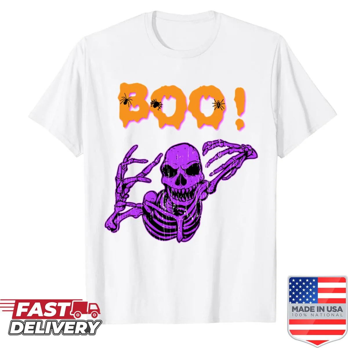 Funny skeleton graphic on a T-shirt for Halloween