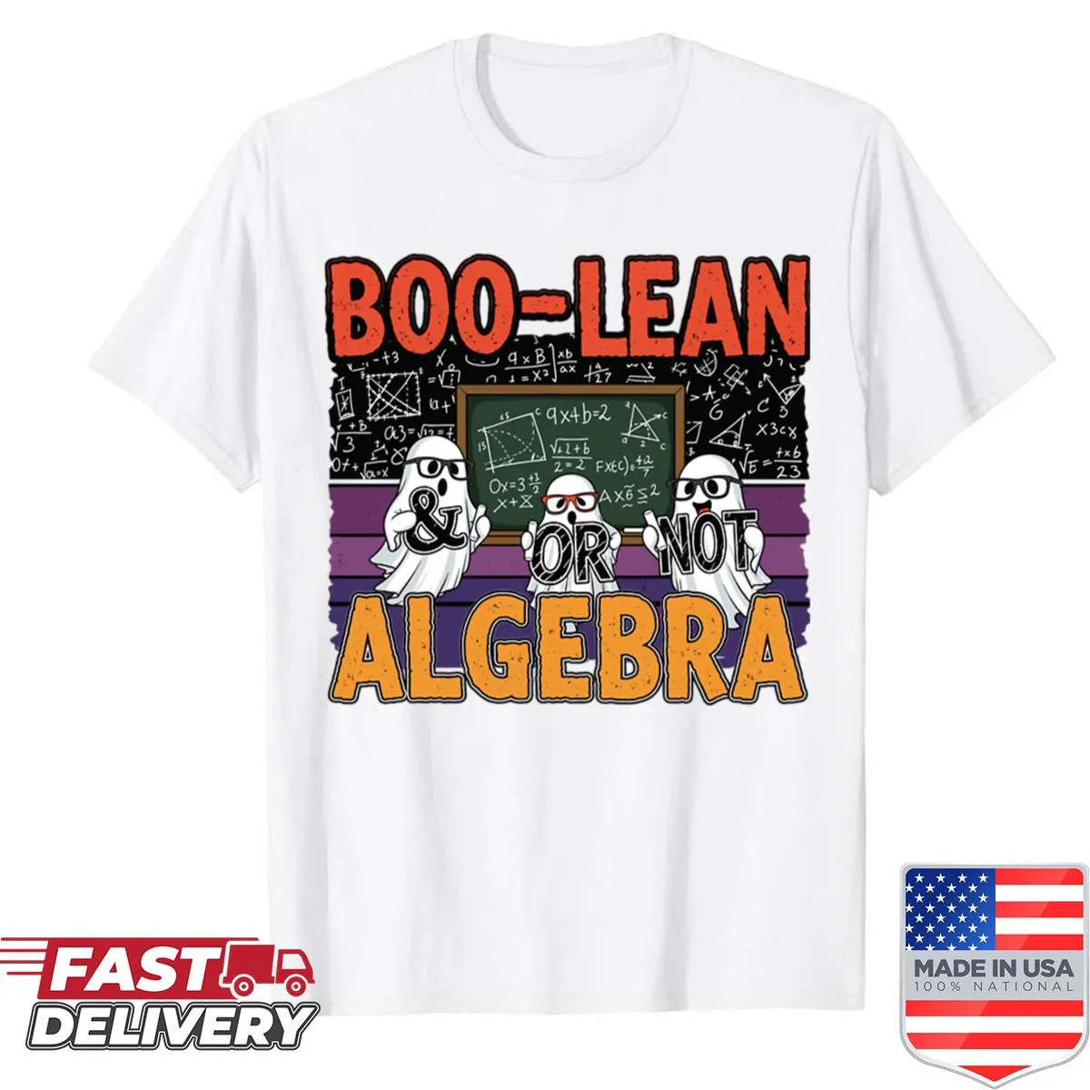 Ghost character with 'Boo-lean Algebra' text for math teachers