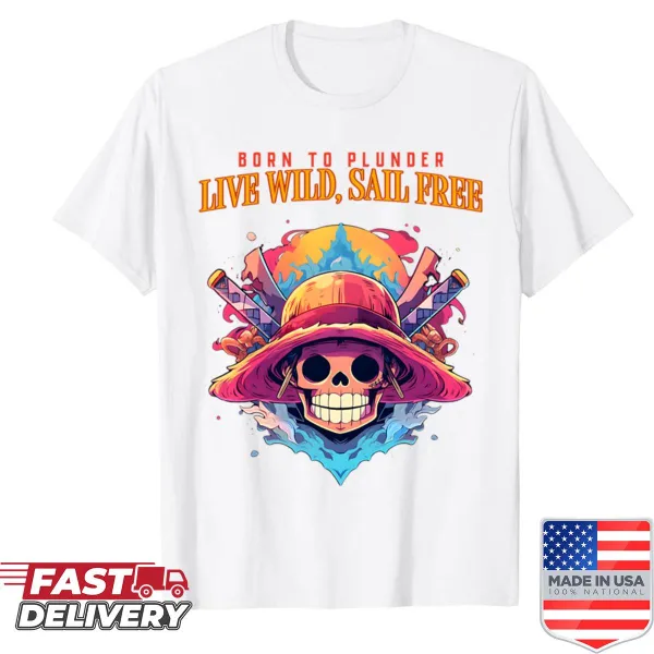 Pirate-themed shirt with playful graphics and adventurous slogans