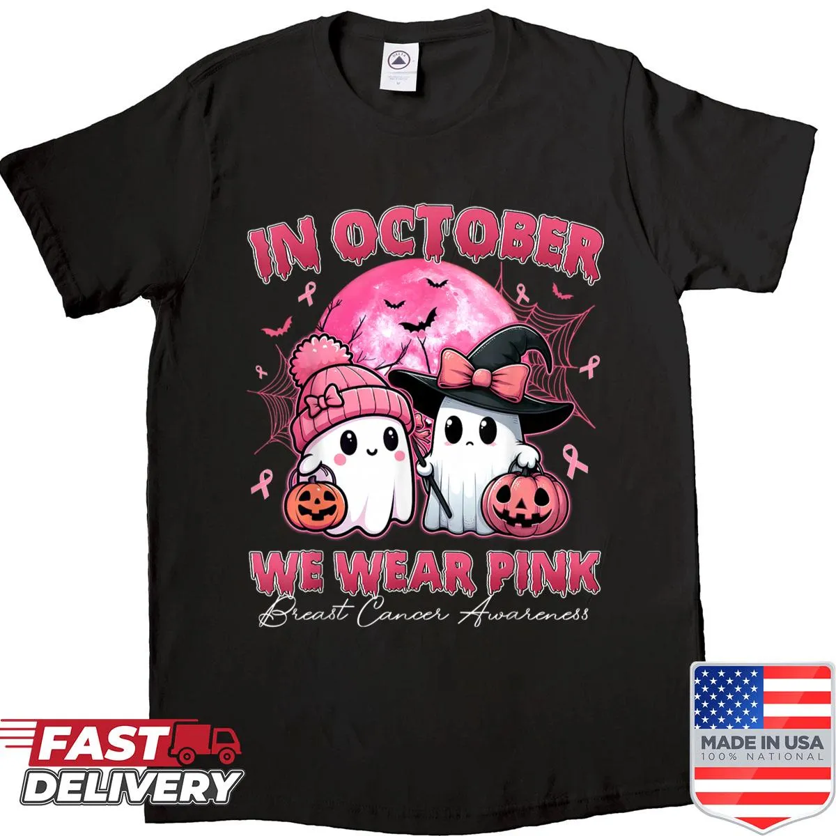 Breast cancer awareness Halloween pink shirt design