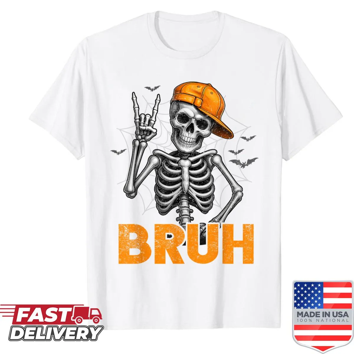 Cartoon skeleton design perfect for Halloween-themed shirt
