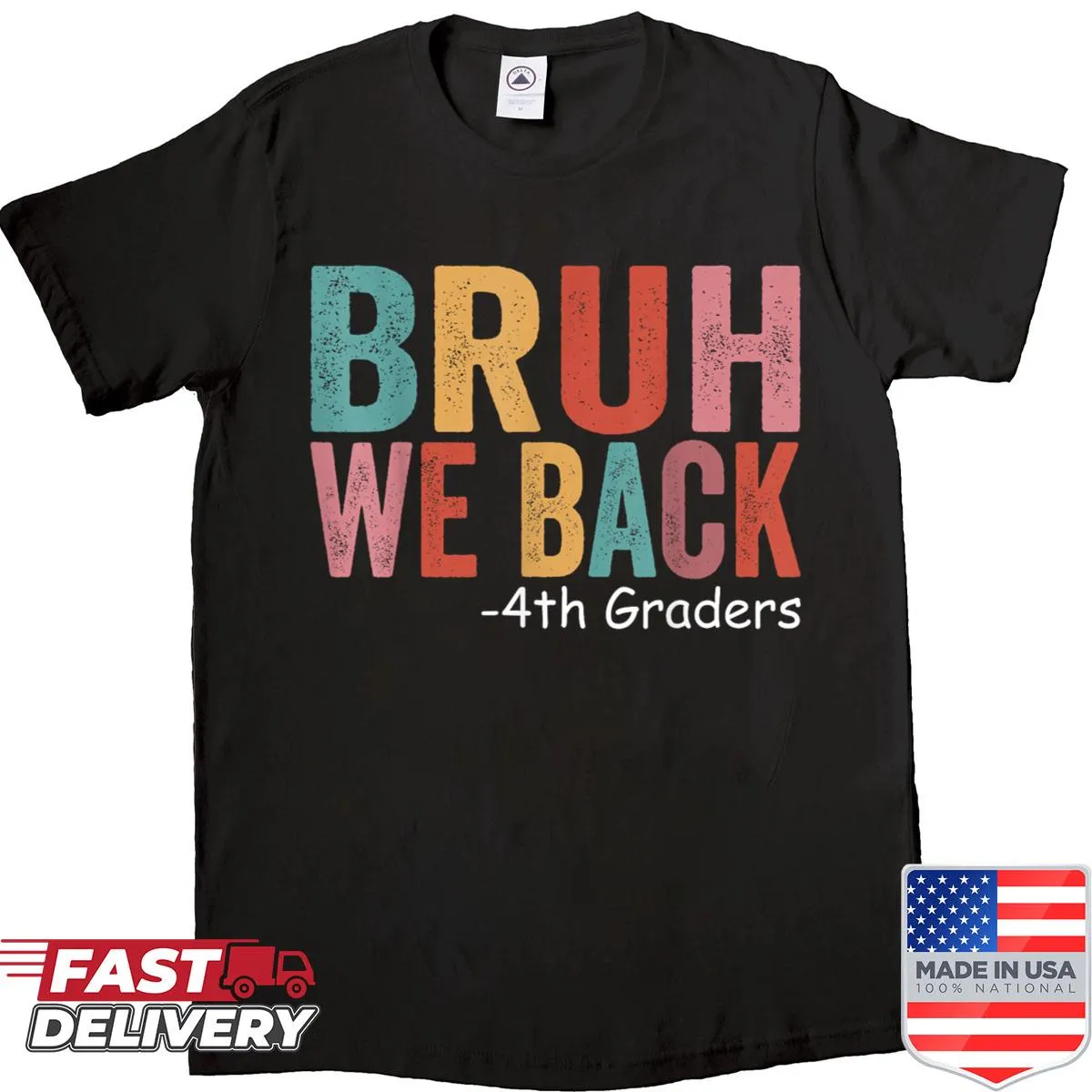 Retro 'Bruh We Back' t-shirt for 4th graders
