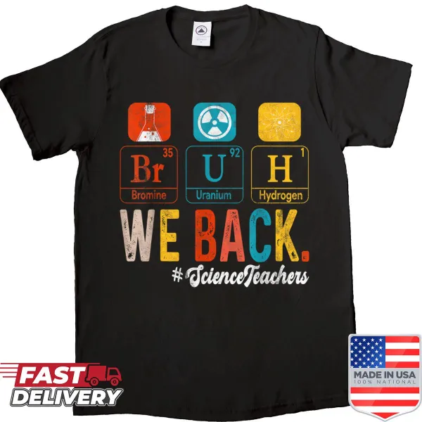 Back-to-school shirt for science teachers with periodic table elements.