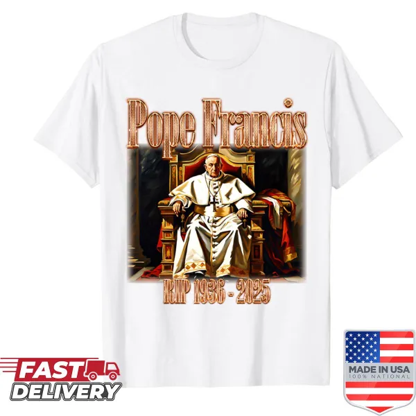 Graphic t-shirt with humorous text saying 'Bye Bye Pope Francis'