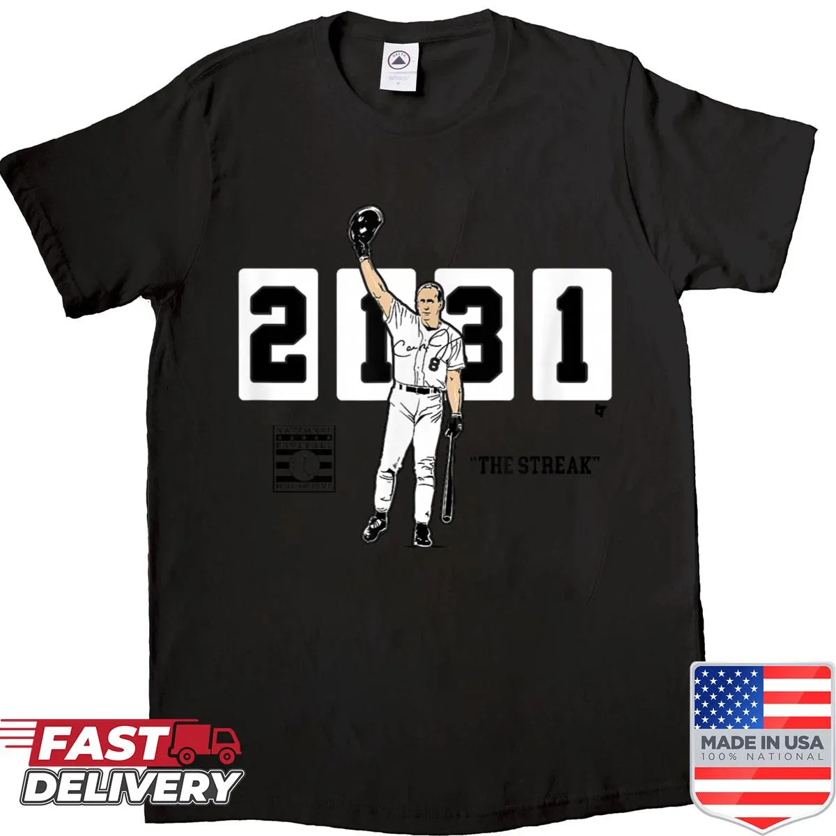 Tribute shirt featuring Cal Ripken Jr.'s 2131 milestone in bold typography