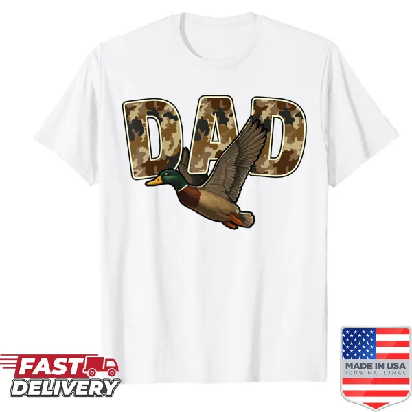 Vintage camo shirt featuring mallard ducks, ideal for hunting dads