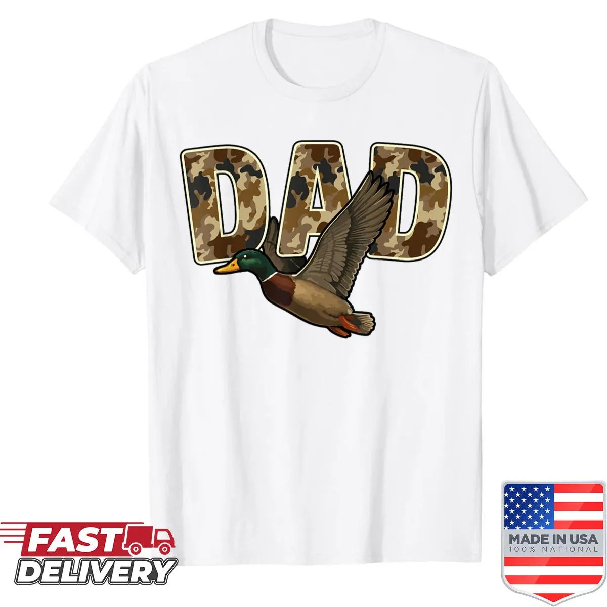 Vintage camo shirt featuring mallard ducks, ideal for hunting dads