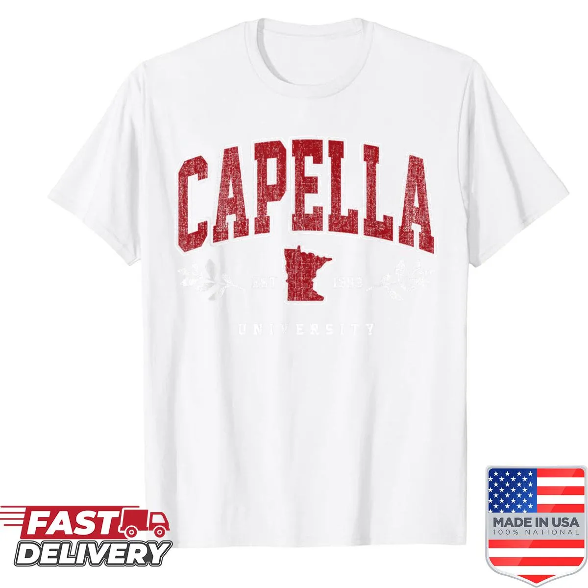 Vintage university arch design t-shirt for students and alumni