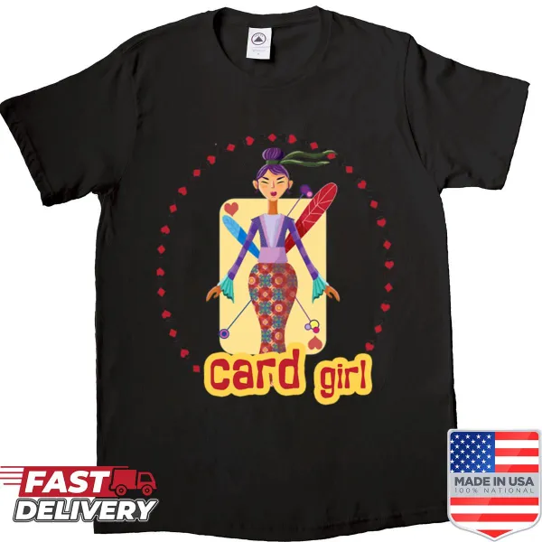 Shirt featuring 'Card Girl' text design for hobby enthusiasts