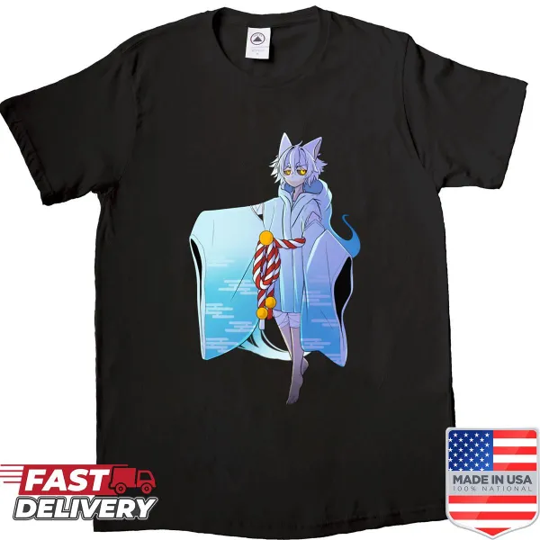 Shirt featuring a cute illustration of Cat Boy Kotsu for cat lovers