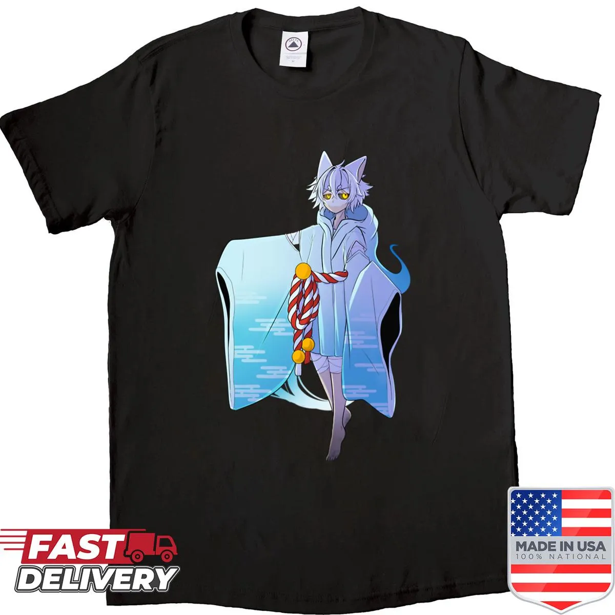 Shirt featuring a cute illustration of Cat Boy Kotsu for cat lovers