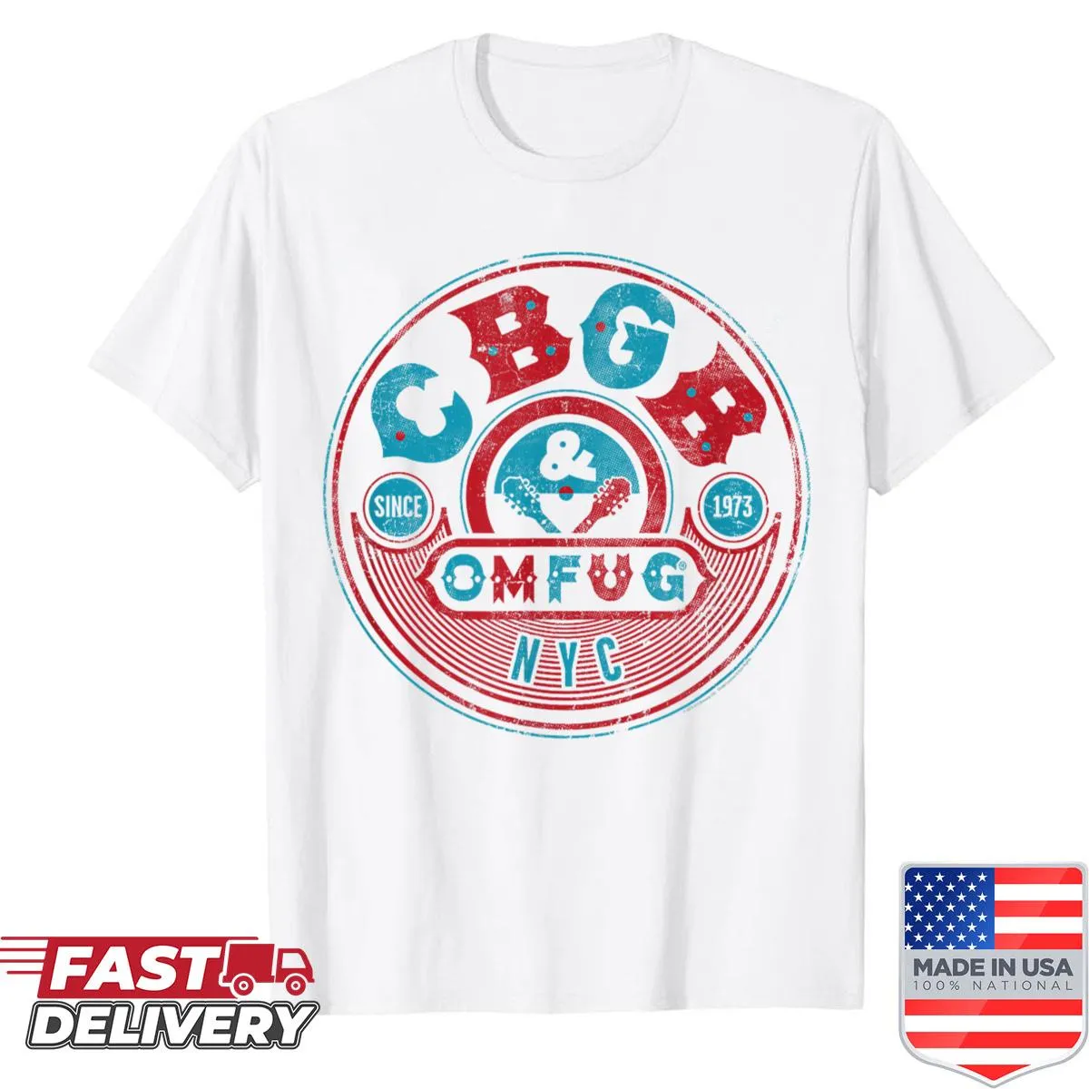 CBGB Brew Cap design on a navy t-shirt
