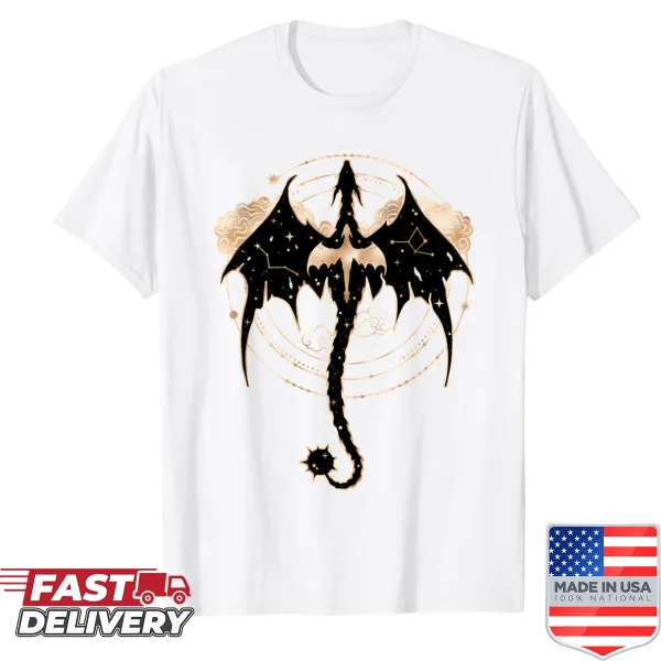 Illustration of Tairn and Andarna from Fourth Wing on a shirt