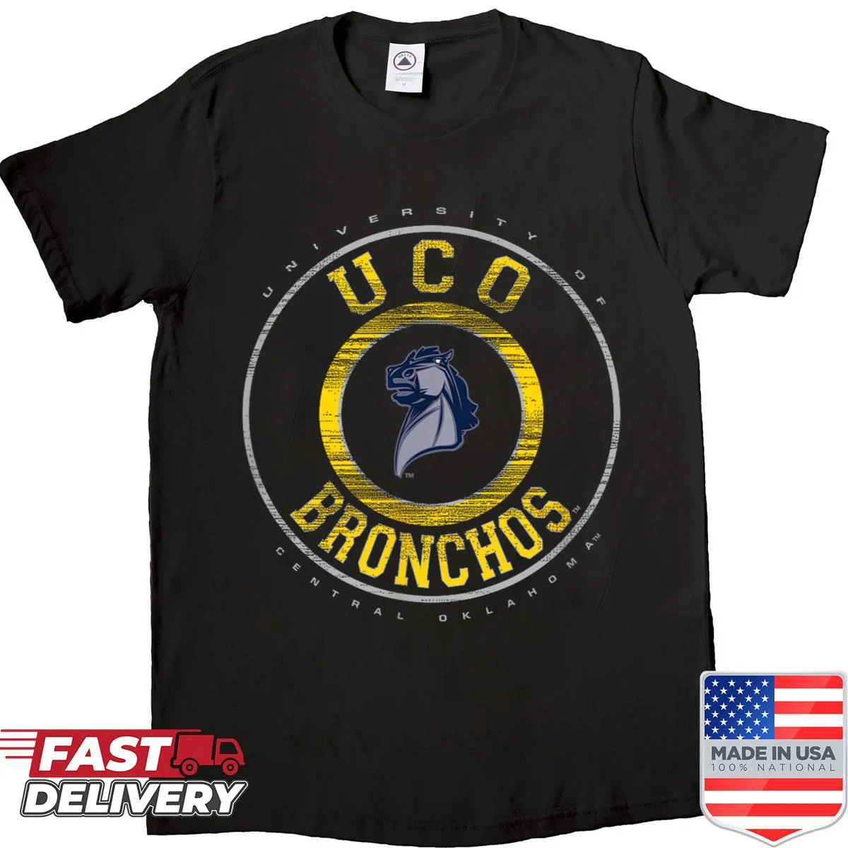 Vintage Central Oklahoma Bronchos team logo shirt