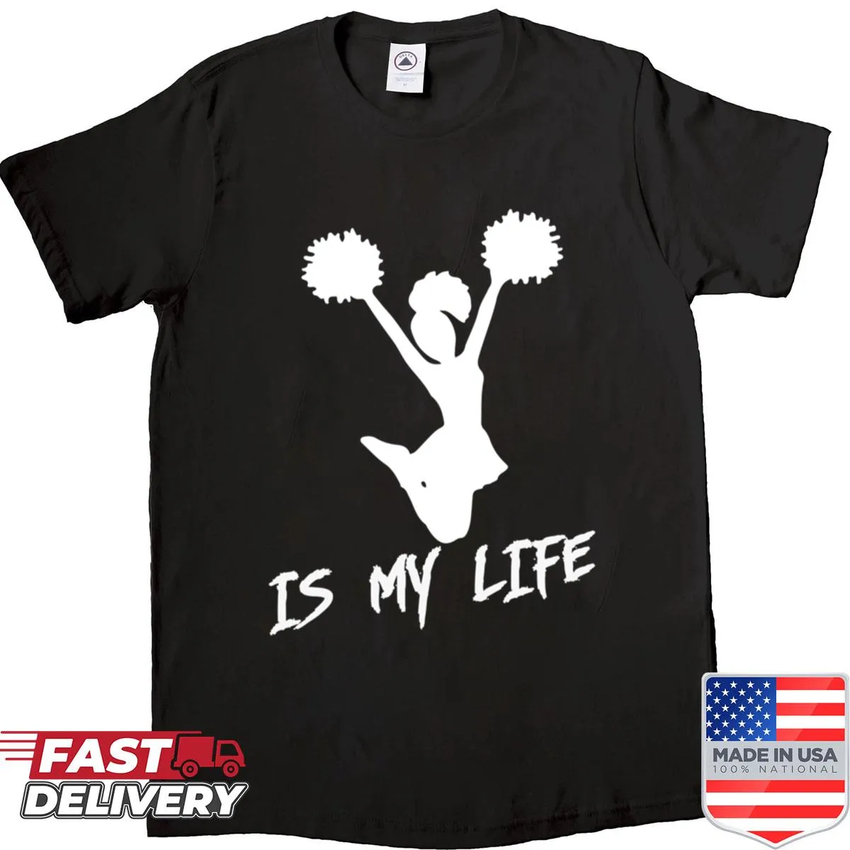 Cheerleading themed shirt with proud text for cheerleaders.