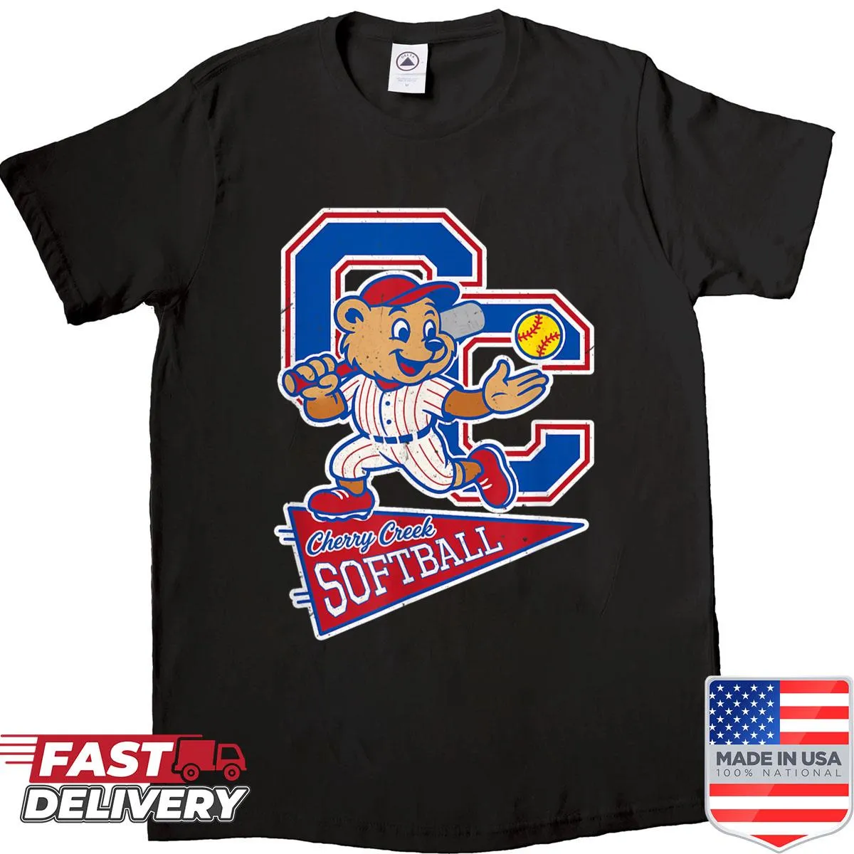 Cherry Creek High School softball shirt featuring mascot