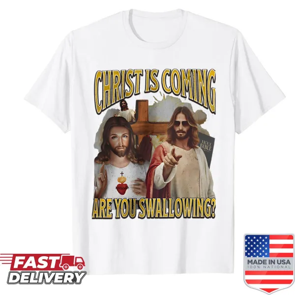 Funny Jesus shirt with text referencing faith and humor