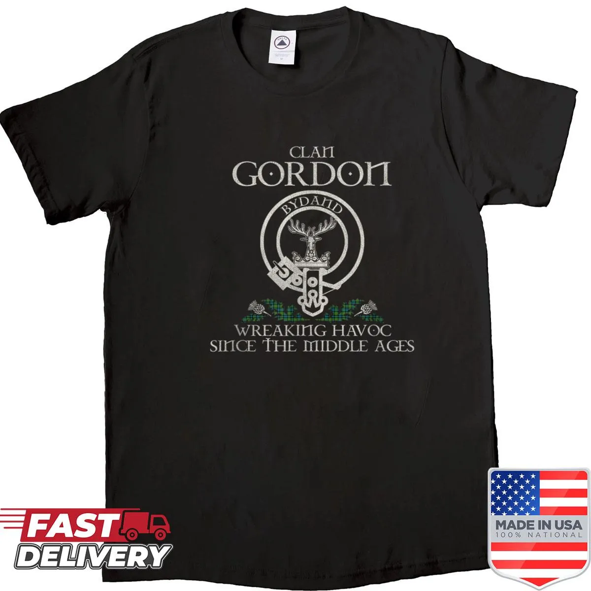 Vintage shirt featuring Clan Gordon crest for Scottish heritage
