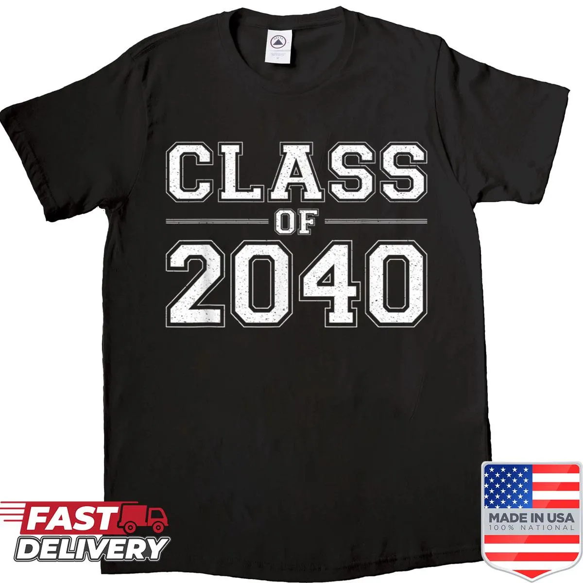 Vintage-style Class of 2040 graduation T-shirt