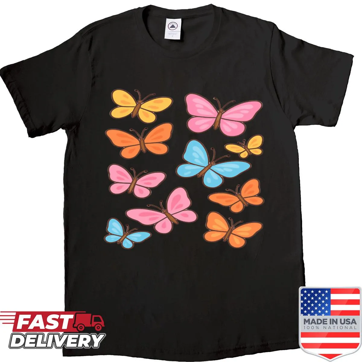 Kawaii butterflies pattern shirt for nature lovers