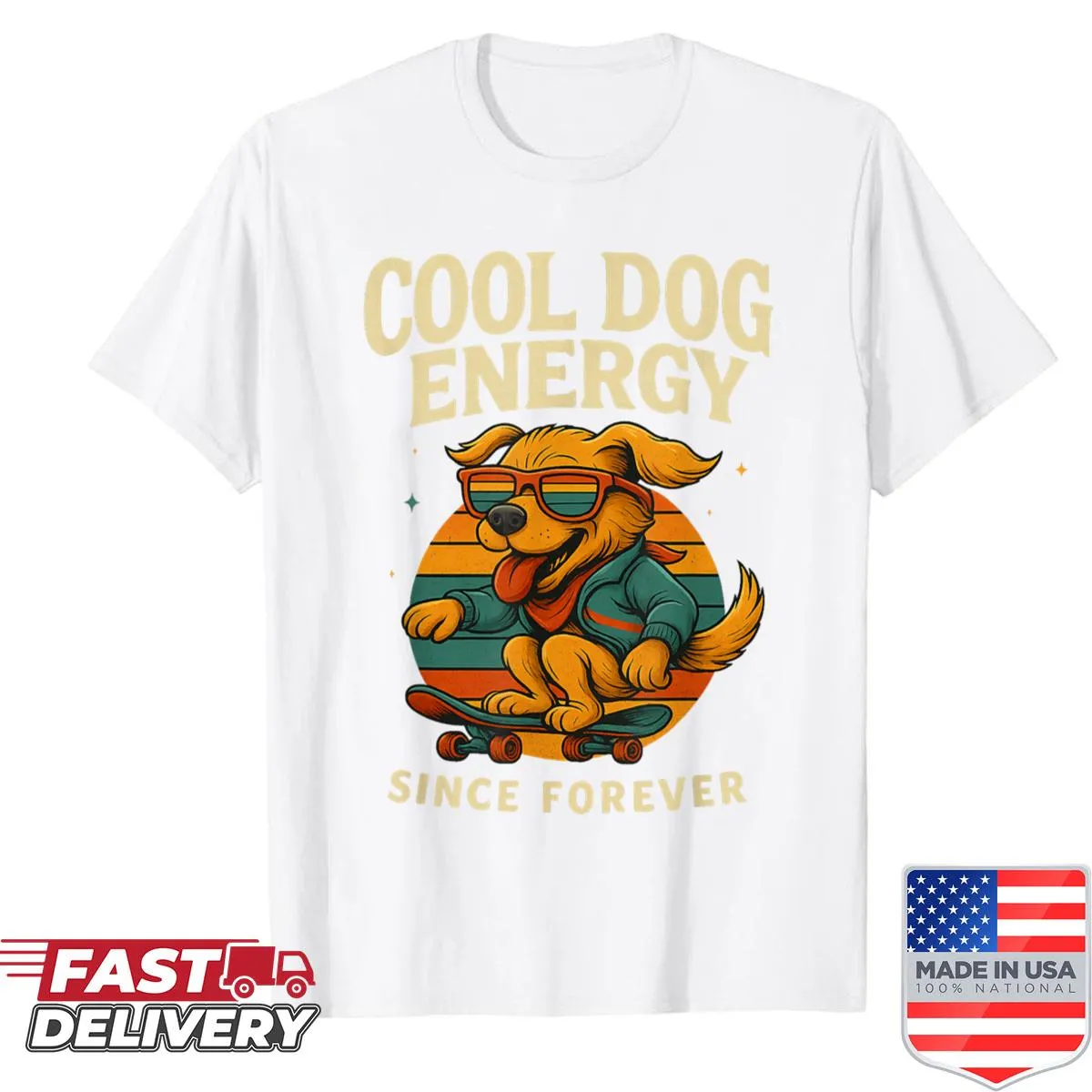 Vintage funny dog shirt with playful design celebrating dog energy