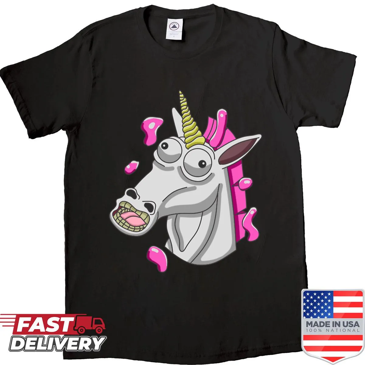 Cartoon unicorn shirt for kids with a playful design