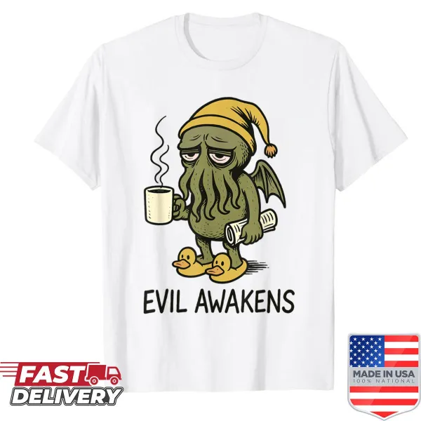 Grumpy Cthulhu design for a funny coffee-themed shirt