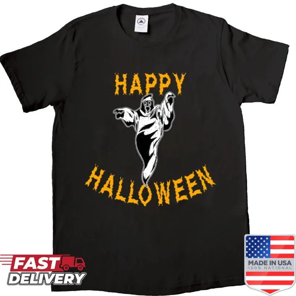 Cute cartoon ghost design for Halloween on a t-shirt