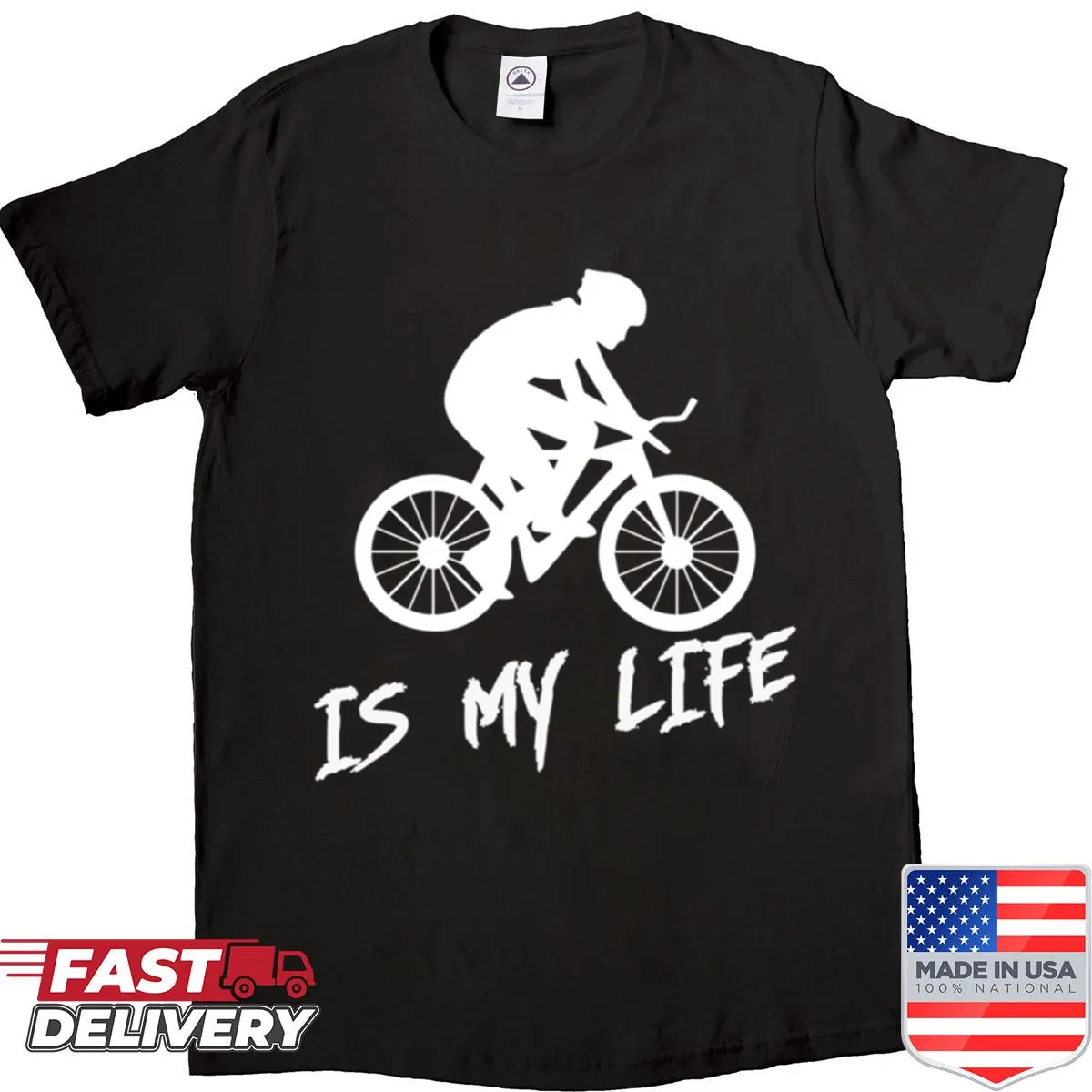 Typography shirt stating 'Cycling Is My Life'