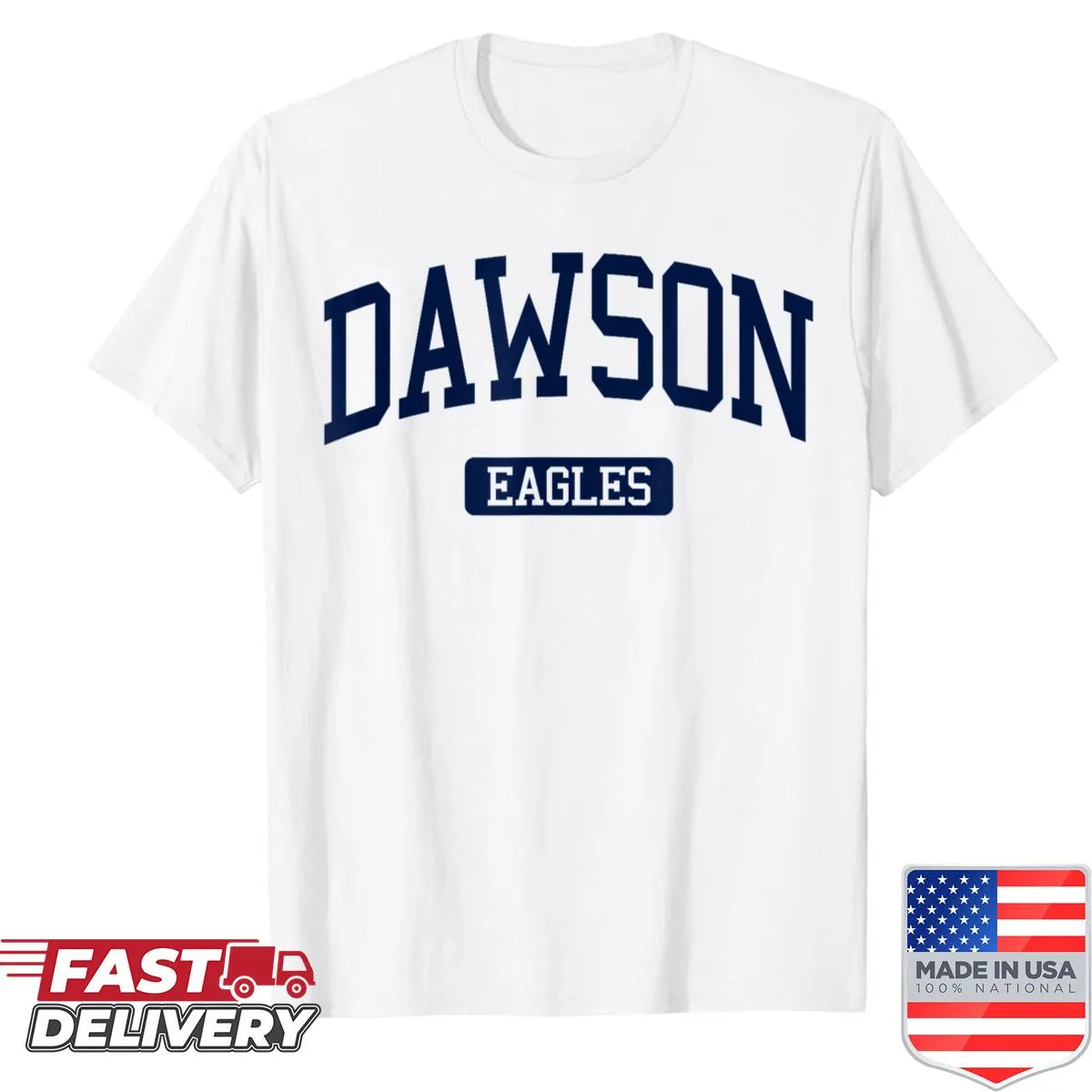 Dawson High School varsity shirt with school logo printed on chest