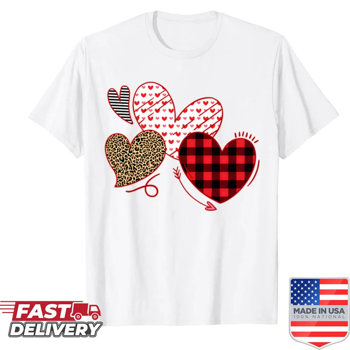 Shirt with 'Day He Love' phrase and leopard plaid design