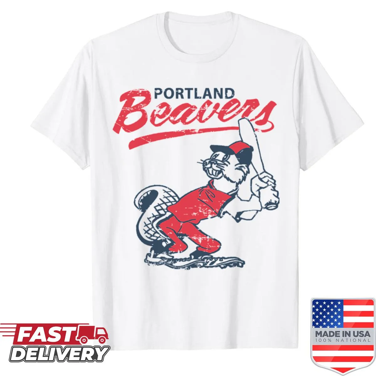 Retro shirt with graphic honoring the Portland Beavers team