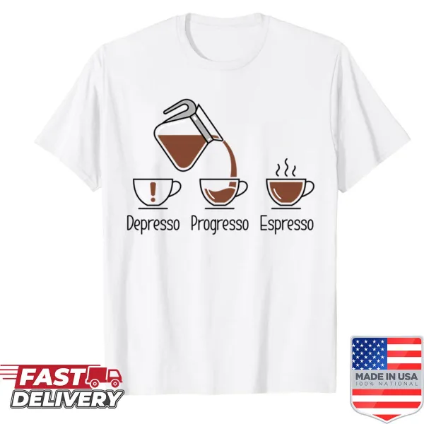 Funny coffee loading t-shirt with playful typography