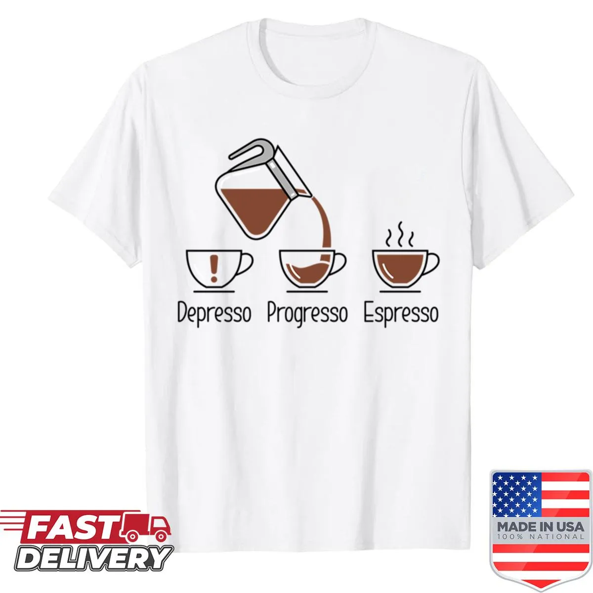 Funny coffee loading t-shirt with playful typography