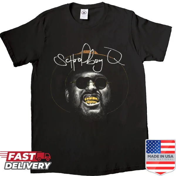 Artistic graphic T-shirt featuring Schoolboy Q's head