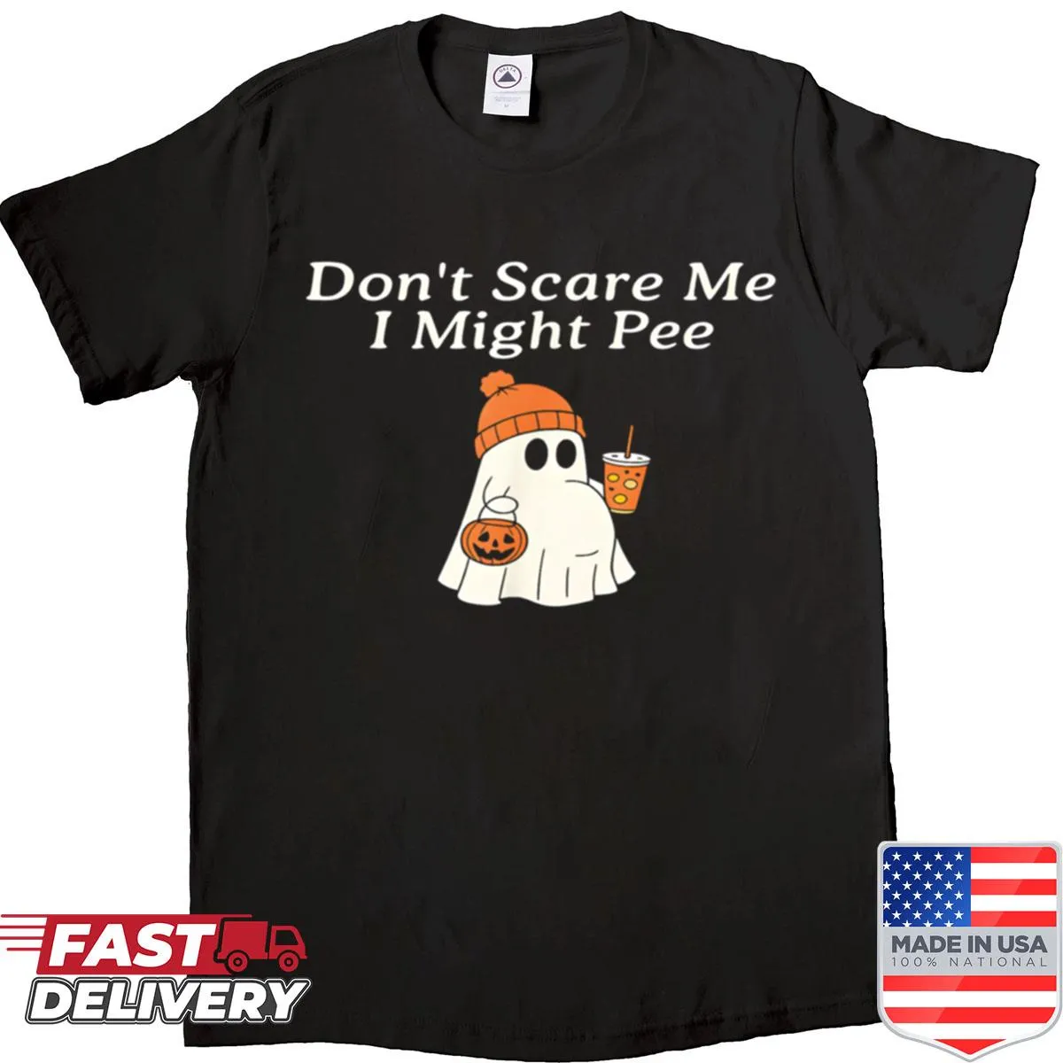 Funny Halloween shirt for pregnant women with ghost graphic and witty text
