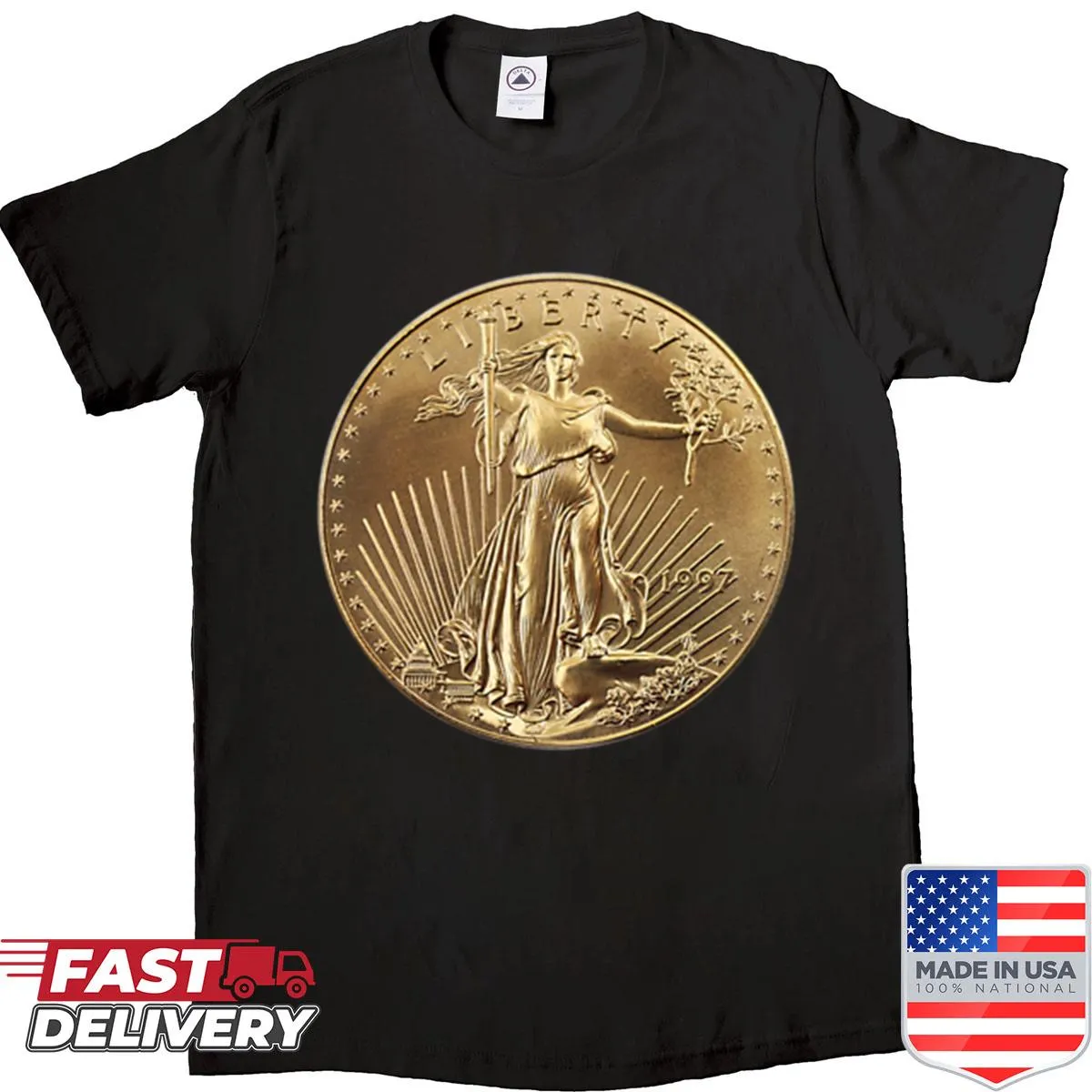 Vintage-style shirt featuring the Double Eagle coin graphic