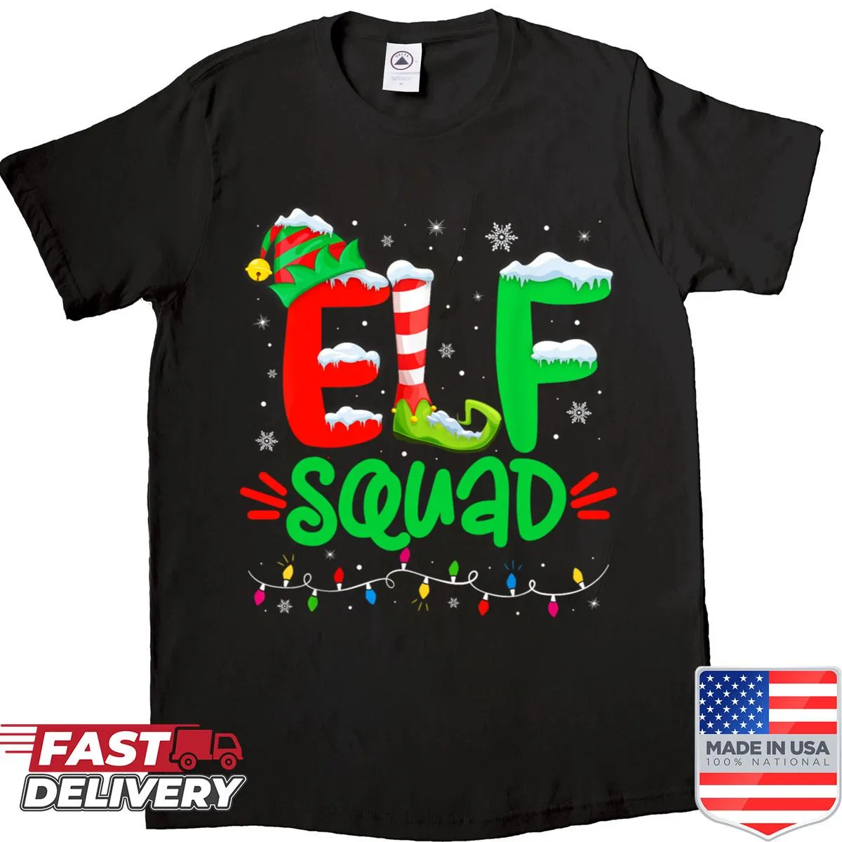 Family-themed Christmas T-shirt with a playful elf design