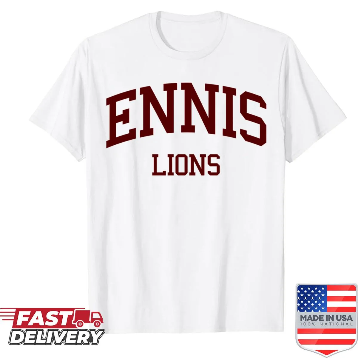 Retro Ennis High School shirt featuring the school name and emblem