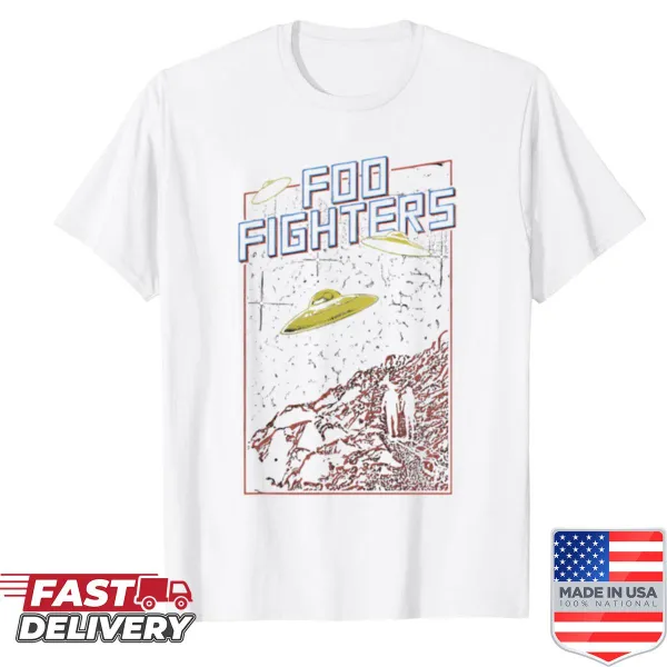 Vintage Foo Fighters UFO poster artwork on a shirt
