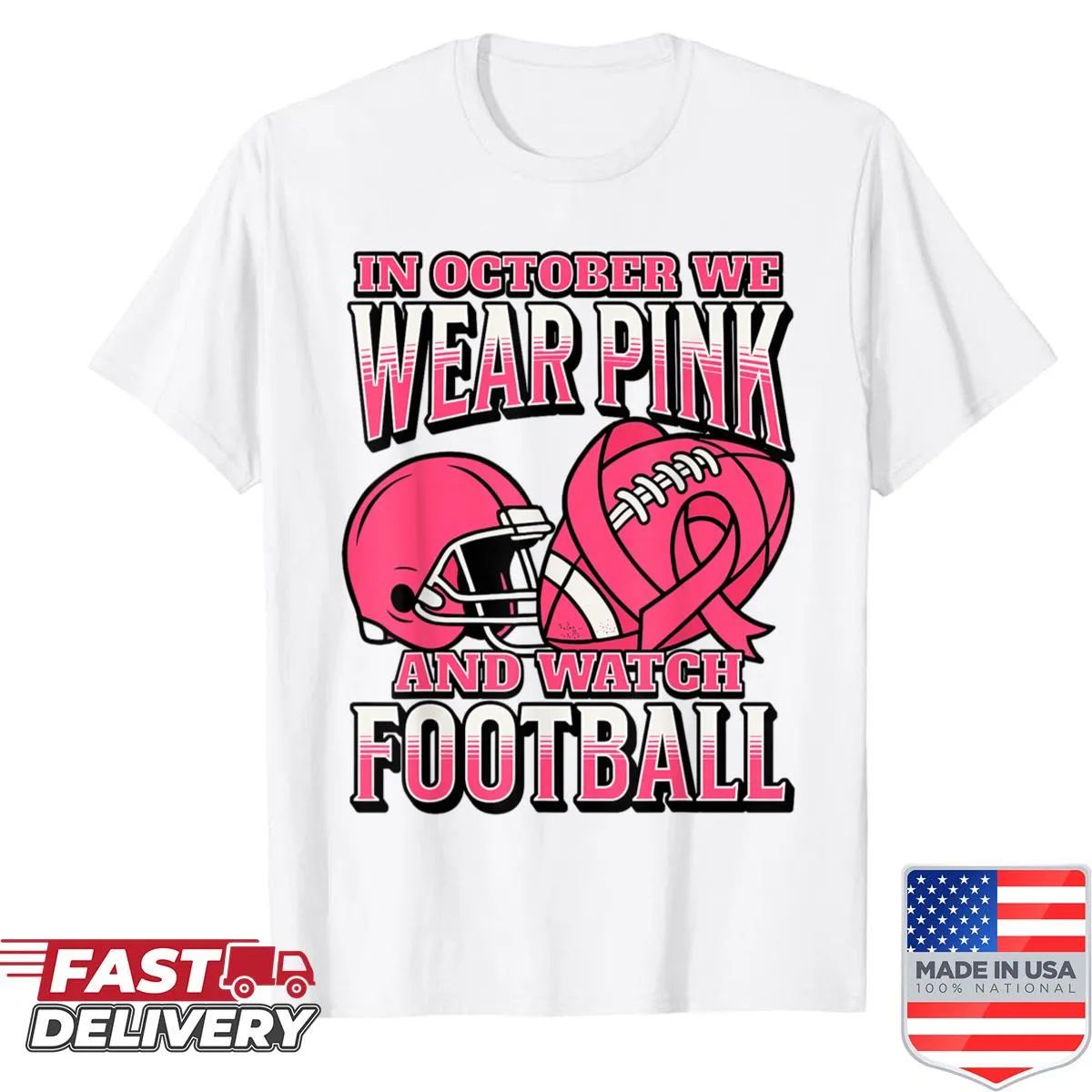 Football-themed design supporting Breast Cancer Awareness in October