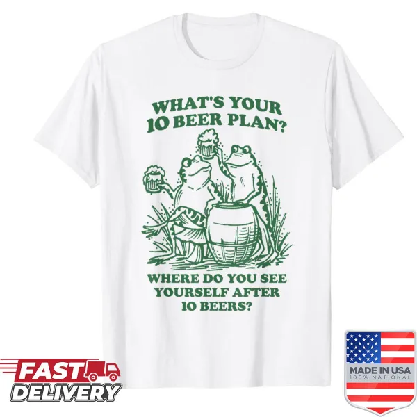 Funny frog and beer plan graphic t-shirt