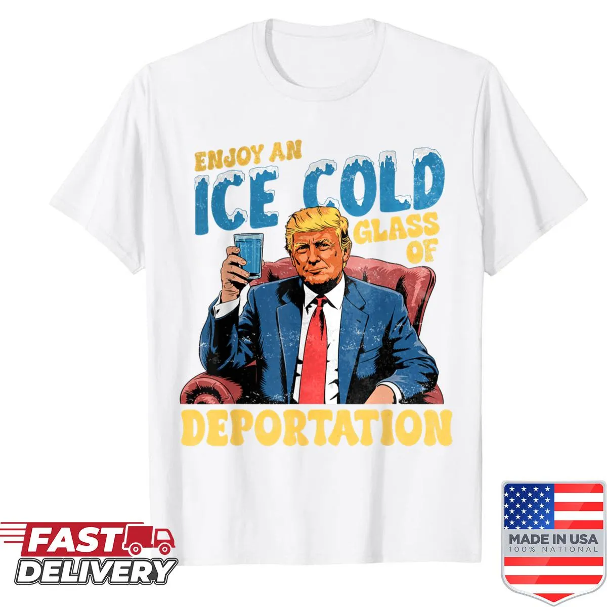 Vintage-style T-shirt with humor about ice cold drinks