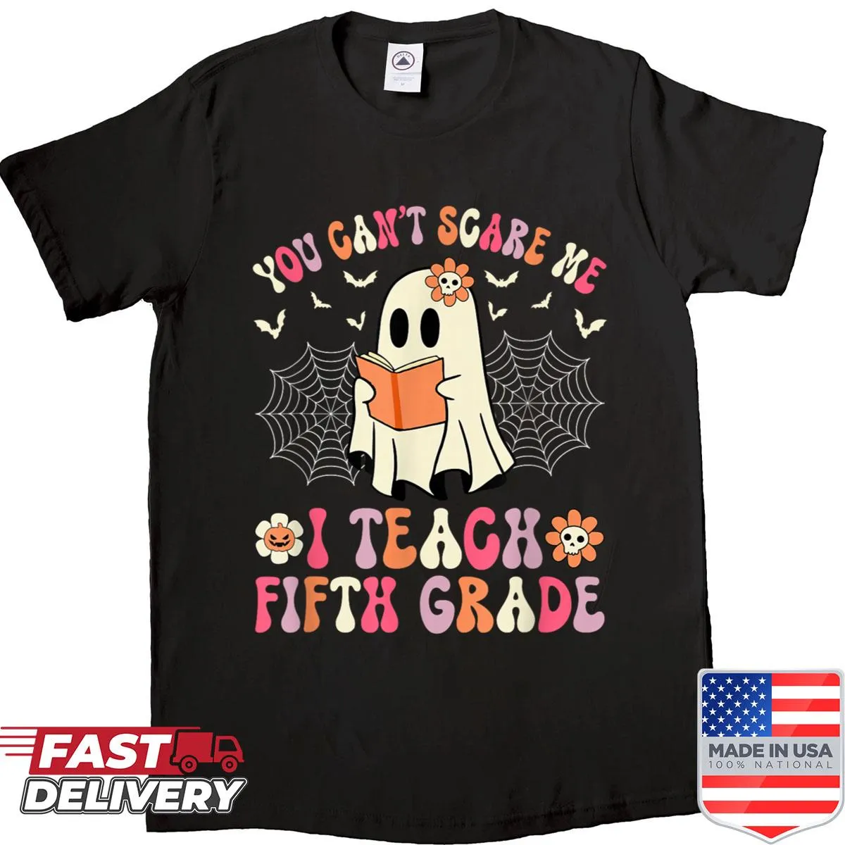 Humorous Halloween T-shirt designed for teachers with playful graphic