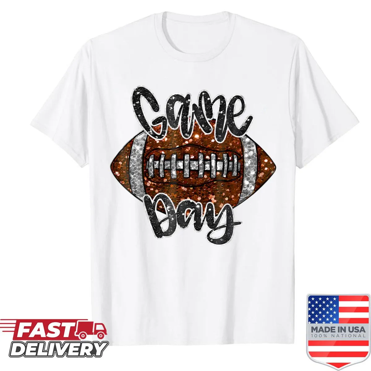 Shirt featuring a bling football graphic for football lovers