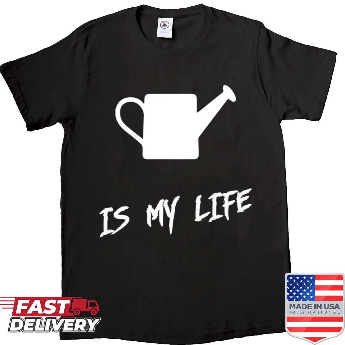 Typography design stating 'Gardening Is My Life' on a t-shirt.