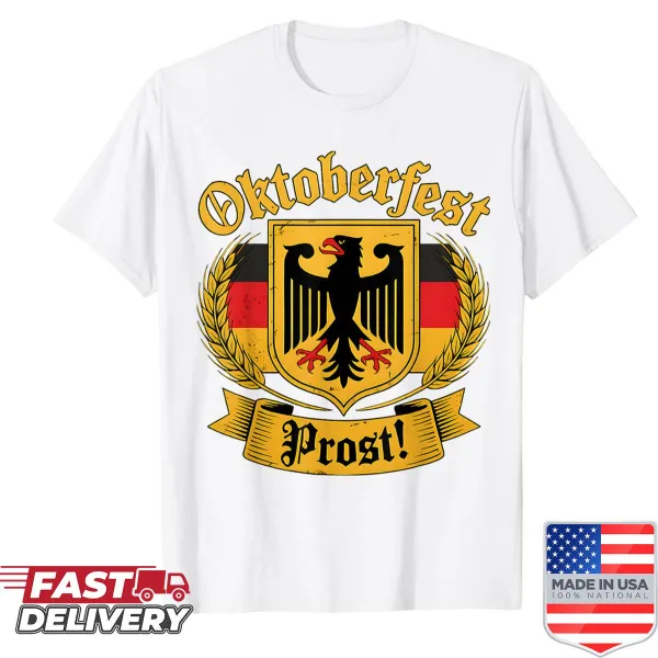 Vintage Oktoberfest shirt with German eagle and 'Prost' text