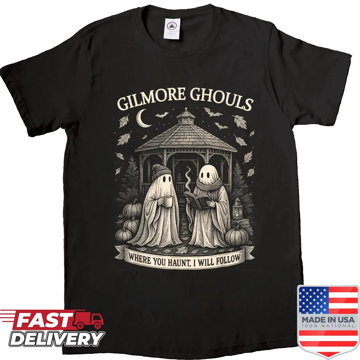 Friendly ghost design for Halloween on a cozy t-shirt