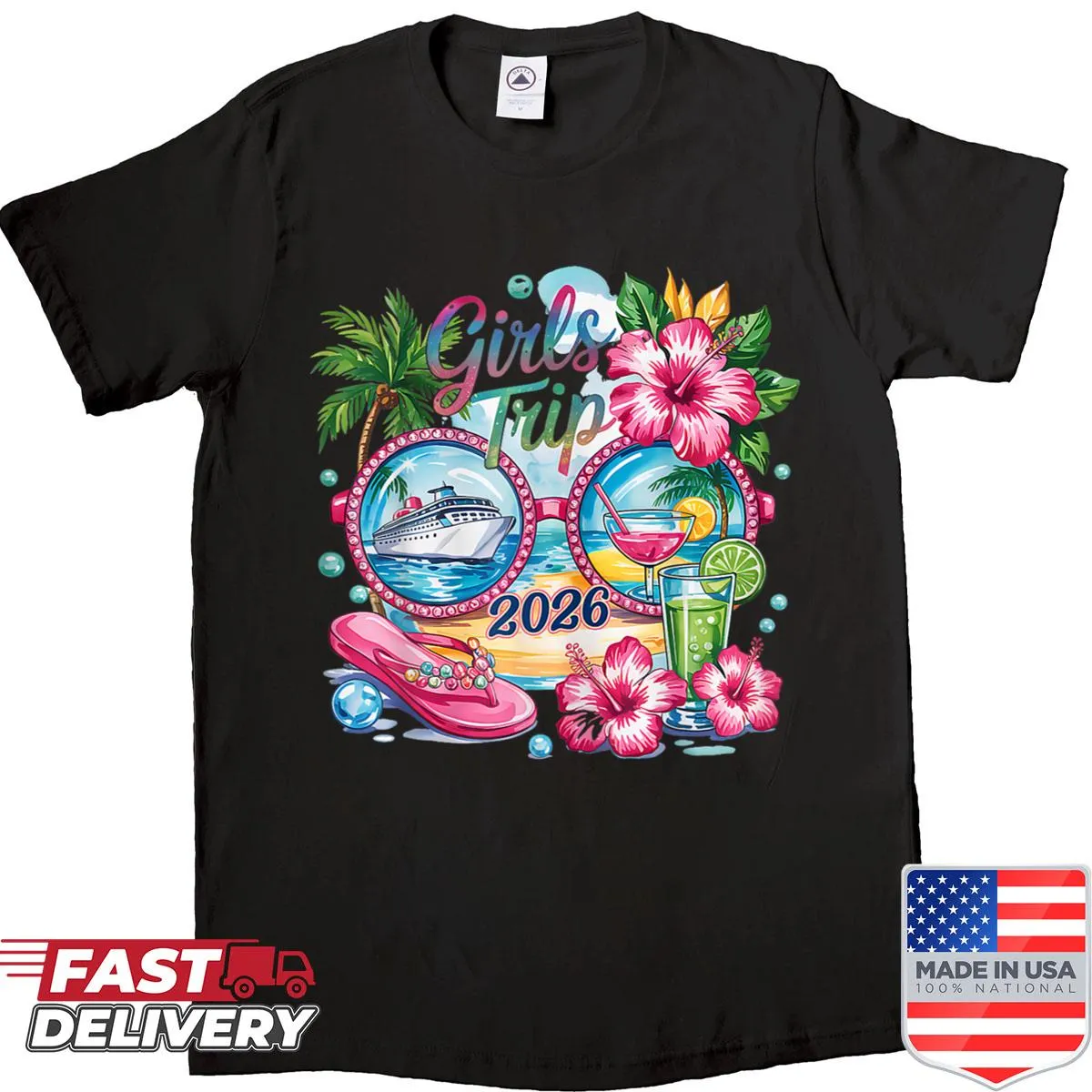 Charming T-shirt celebrating girls trips and summer vacations